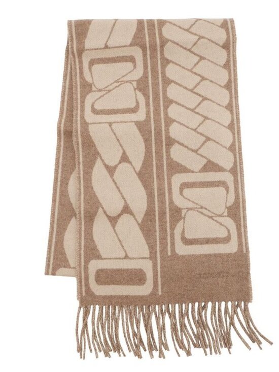 Hermes Scarf Click Se Nue Cashmere Shawl Brown Marron-glace Cles